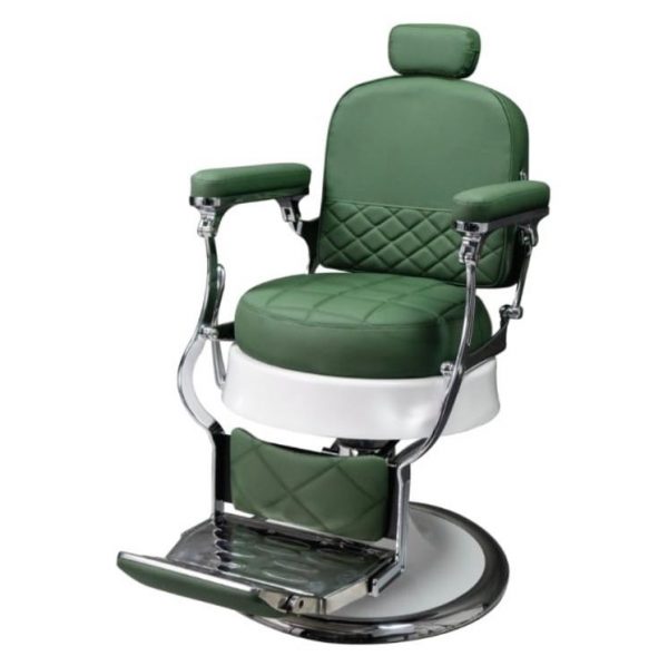 Luxury Barber Chair #32 – Vintage Green & Chrome Design - Image 1