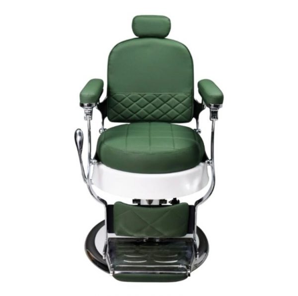 Luxury Barber Chair #32 – Vintage Green & Chrome Design - Image 2